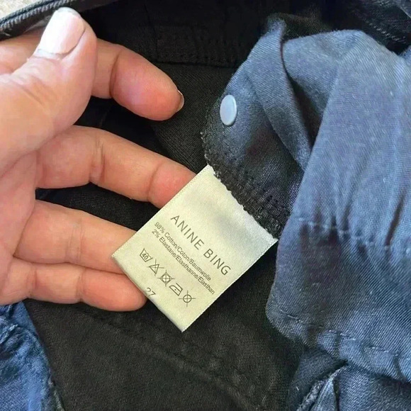 Anine Bing Distressed Knee Skinny Jeans in Washed Black Sz 27 - Picture 5 of 9